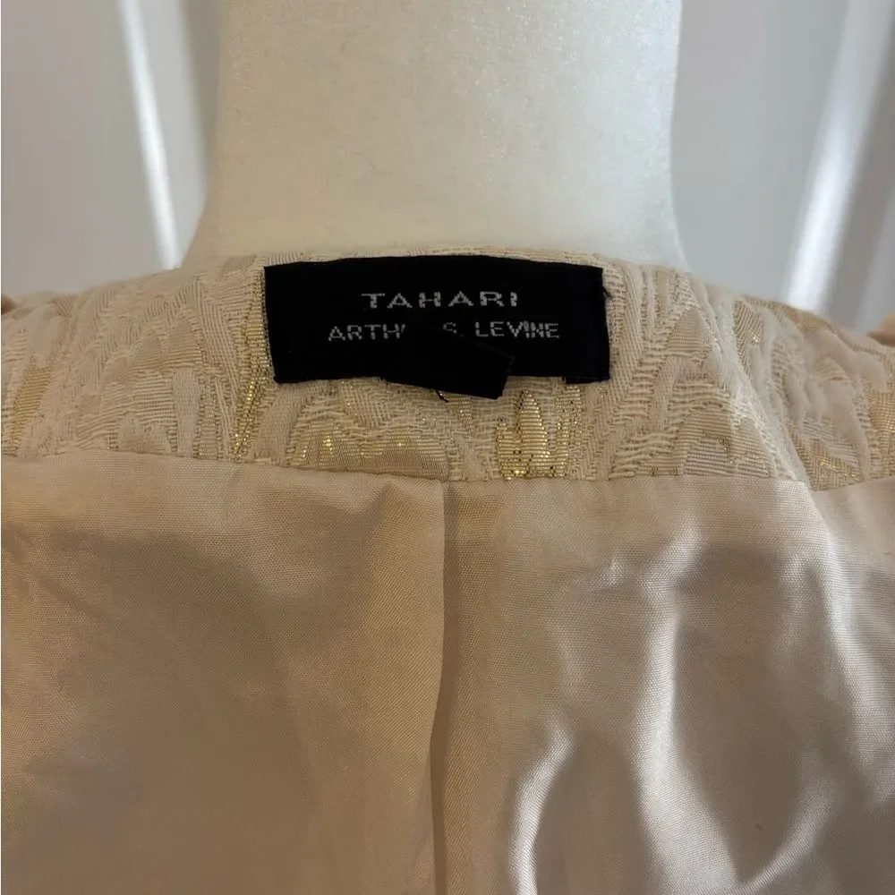 Arthur S Levine Tahari 2 Piece Gold Brocade Dress Suit Sz 2 Y2K Formal Elegant - Picture 11 of 12